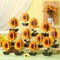 24 PCS Wooden Sunflower Table Decor – 3D Retro Floral Block Signs for Summer Farmhouse Centerpiece, Tiered Tray, Shelf, Mantel, Kitchen & Rustic Home Decoration